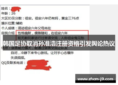 韩国足协取消孙准浩注册资格引发舆论热议 韩国足协取消孙准浩注册资格引发舆论热议